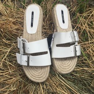 NWT Zara Leather Woven Birkenstock Style Sandals 8